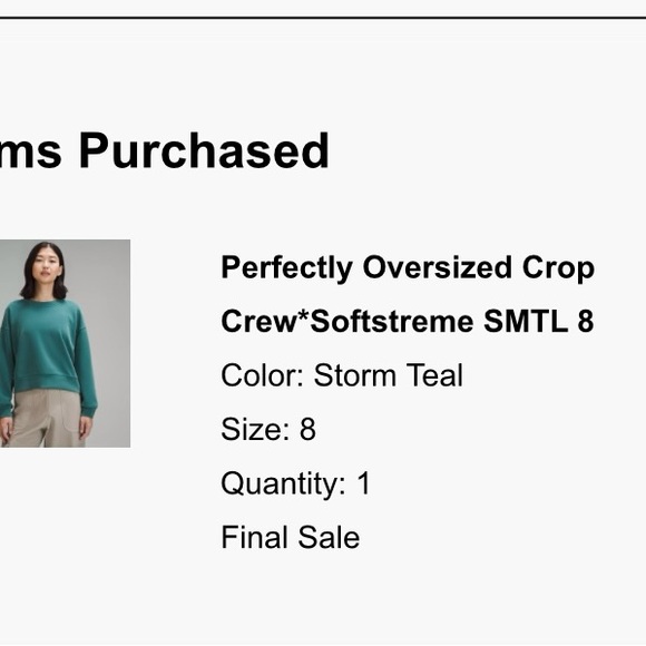 New Lululemon softstreme perfectly oversized soft crew size 8 - Picture 6 of 6